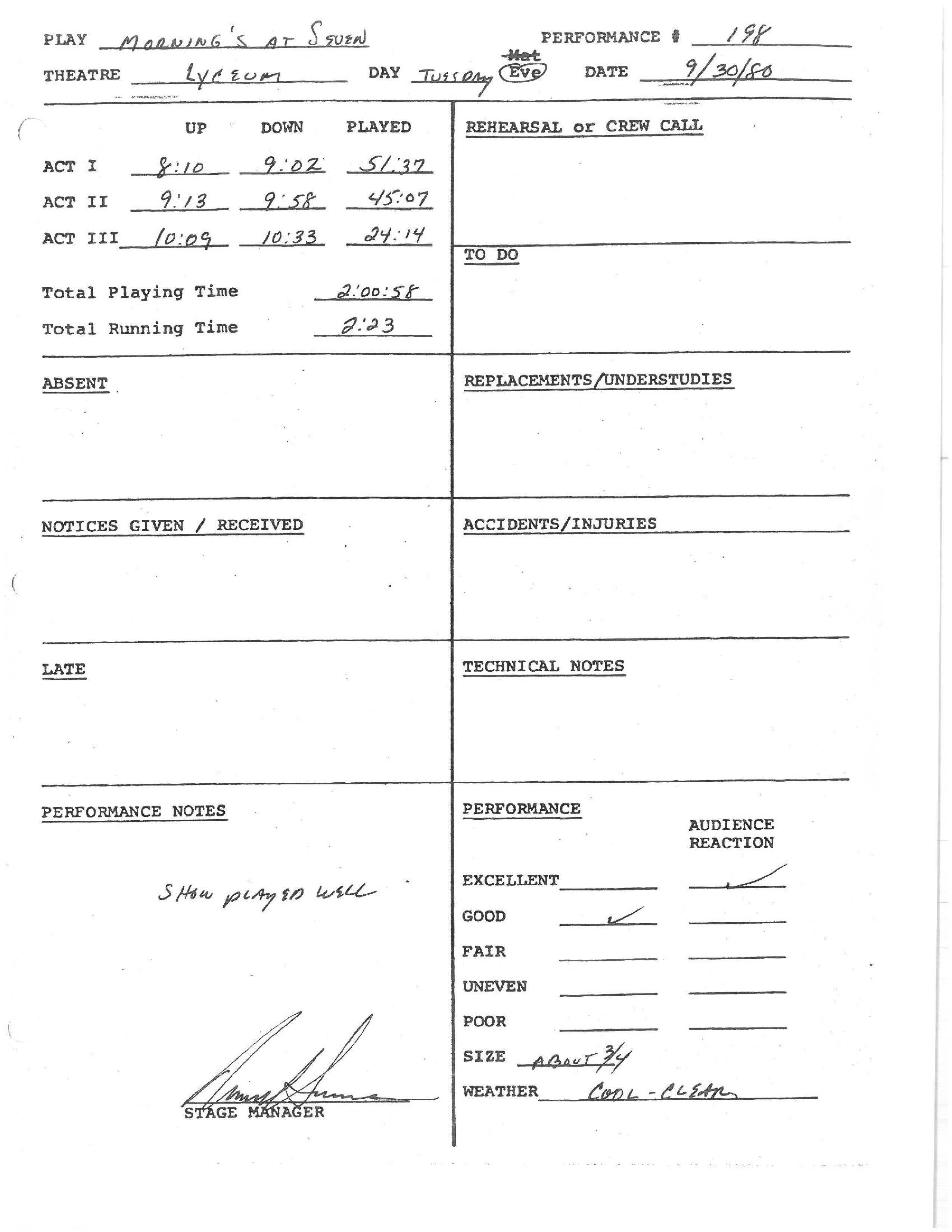 Good Performance Report